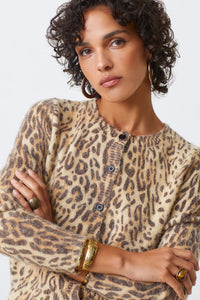 Suncoo Knitted Leopard Print Cardigan Gacia