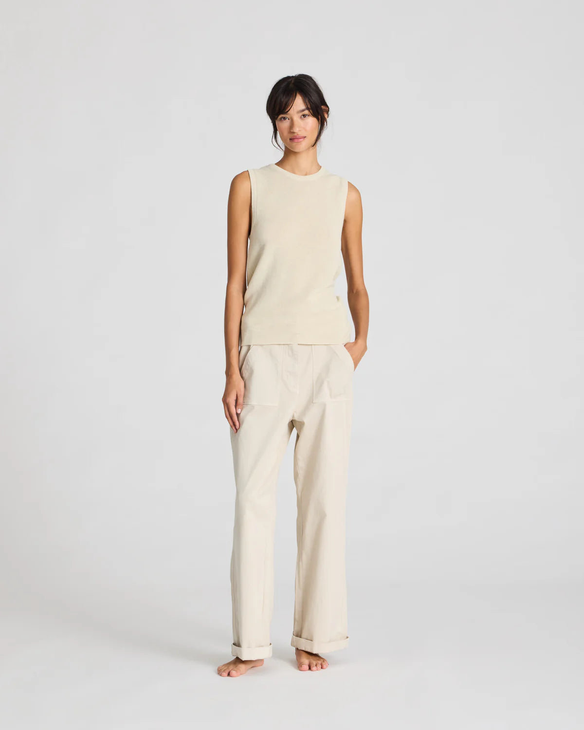 Gai & Lisva Sofie Knit Tank Top Ecru