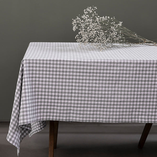 COTTON TABLE CLOTH WITH GREY CHECK 140X250CM