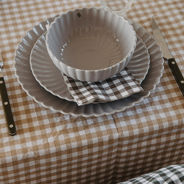 COTTON TABLE CLOTH WITH SAND CHECK 140X250CM