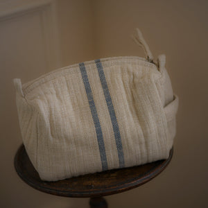 Linen Washbag Blue Stripe Large