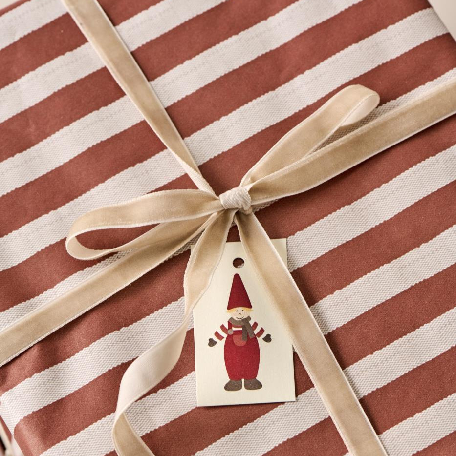 Gift Wrap Roll 5mt Red Stripe Design Textile Look