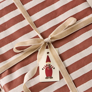 Gift Wrap Roll 5mt Red Stripe Design Textile Look