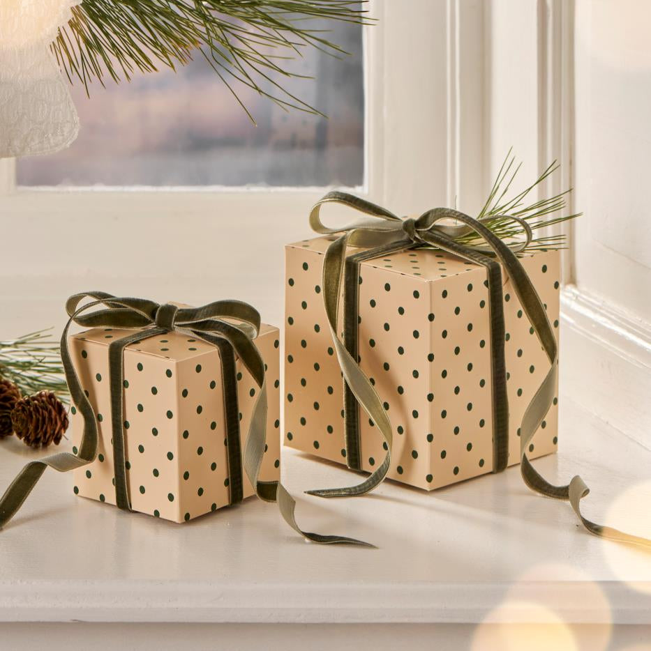 Gift Box Cardboard with Green Dots two sizes