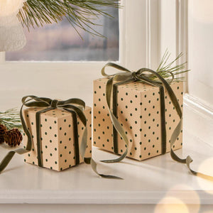 Gift Box Cardboard with Green Dots two sizes