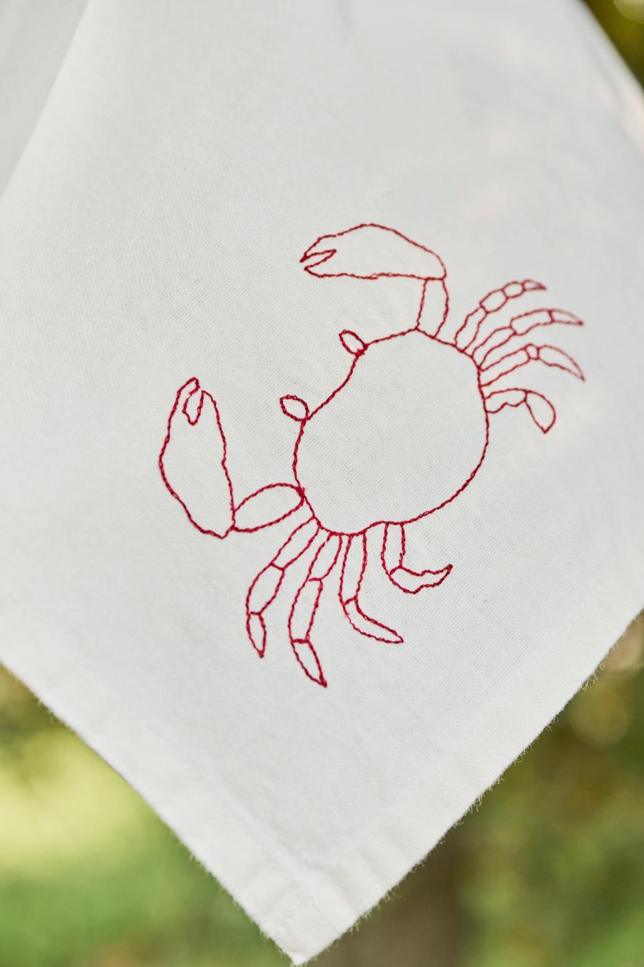 Tea Towel Summer Crab Butter Cream