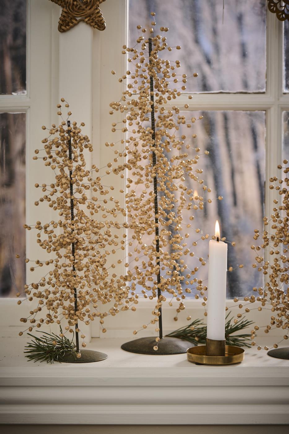 Wood and Metal Beaded Tree Standing Medium