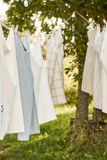 Load image into Gallery viewer, Tea Towel Ebbe Natural and Blue Line Check
