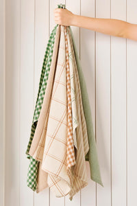 Tea Towel Eskild Natural and Green Line Check