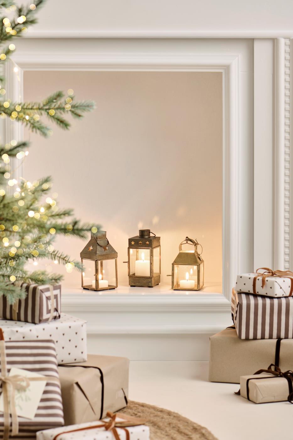 Mini Glass Lantern Brass