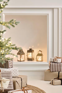 Mini Glass Lantern Brass