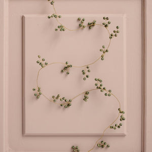 Wire String with Green Wooden Beads
