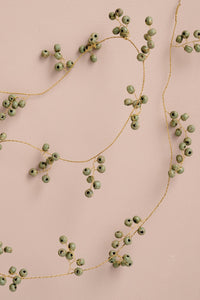 Wire String with Green Wooden Beads