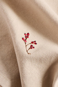 Napkin Natural with Berry Embroidery