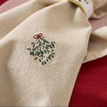 Load image into Gallery viewer, Napkin Natural with Mistletoe Embroidery
