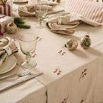 Load image into Gallery viewer, Table Runner Natural with Berry Embroidery
