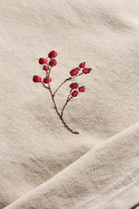 Napkin Natural with Berry Embroidery