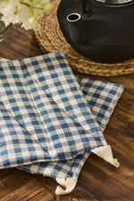 Load image into Gallery viewer, Pot Holder Blue and Natural Checks
