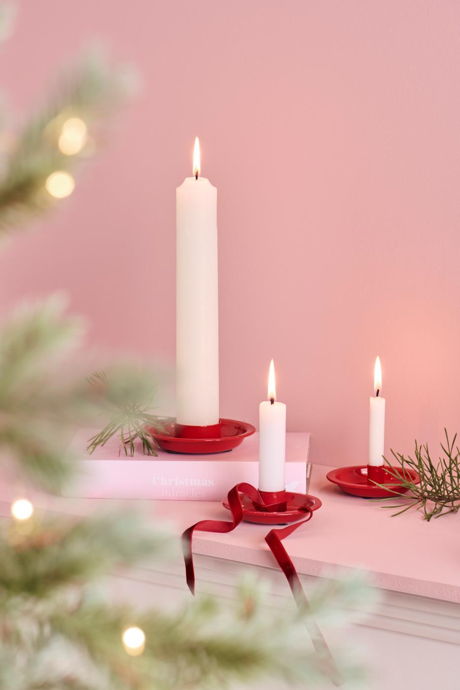 Red Metal Taper Candle Holder