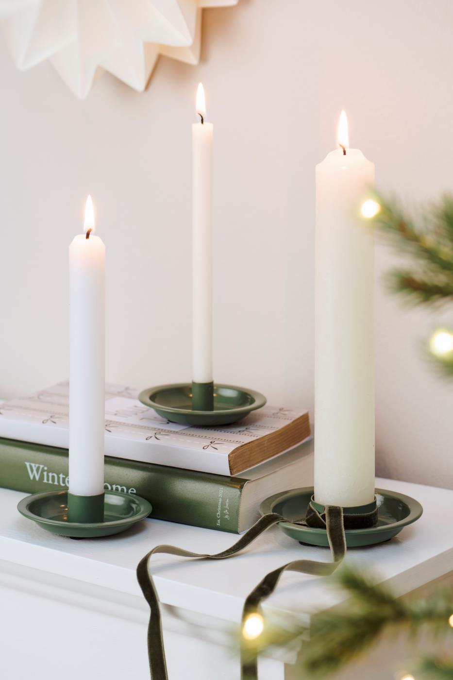 Green Metal Taper Candle Holder