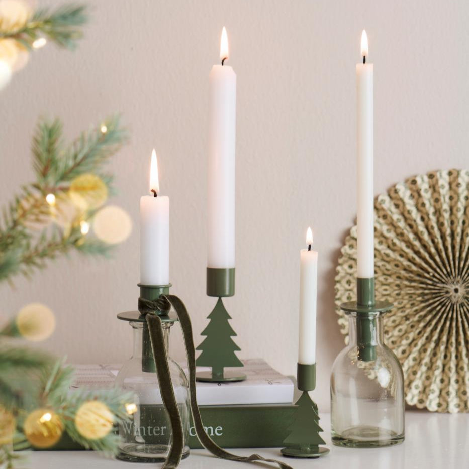 Tree Design Taper Candle Holder Green