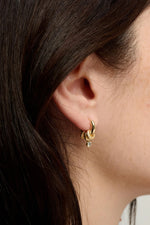 Load image into Gallery viewer, Gold Aria Hoop Huggie Earrings
