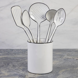 HARLOW SLOTTED SPOON BLACK AND WHITE ENAMEL