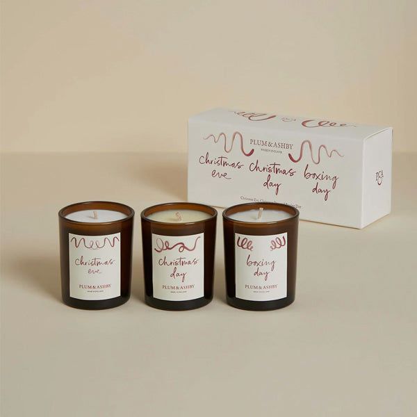 CHRISTMAS DAYS VOTIVE CANDLES SET OF THREE