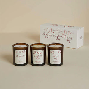 CHRISTMAS DAYS VOTIVE CANDLES SET OF THREE