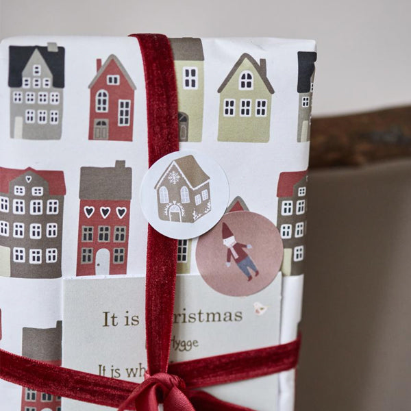 GIFT WRAP CHRISTMAS HOUSES PAPER ROLL 5 MT