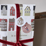 Load image into Gallery viewer, GIFT WRAP CHRISTMAS HOUSES PAPER ROLL 5 MT
