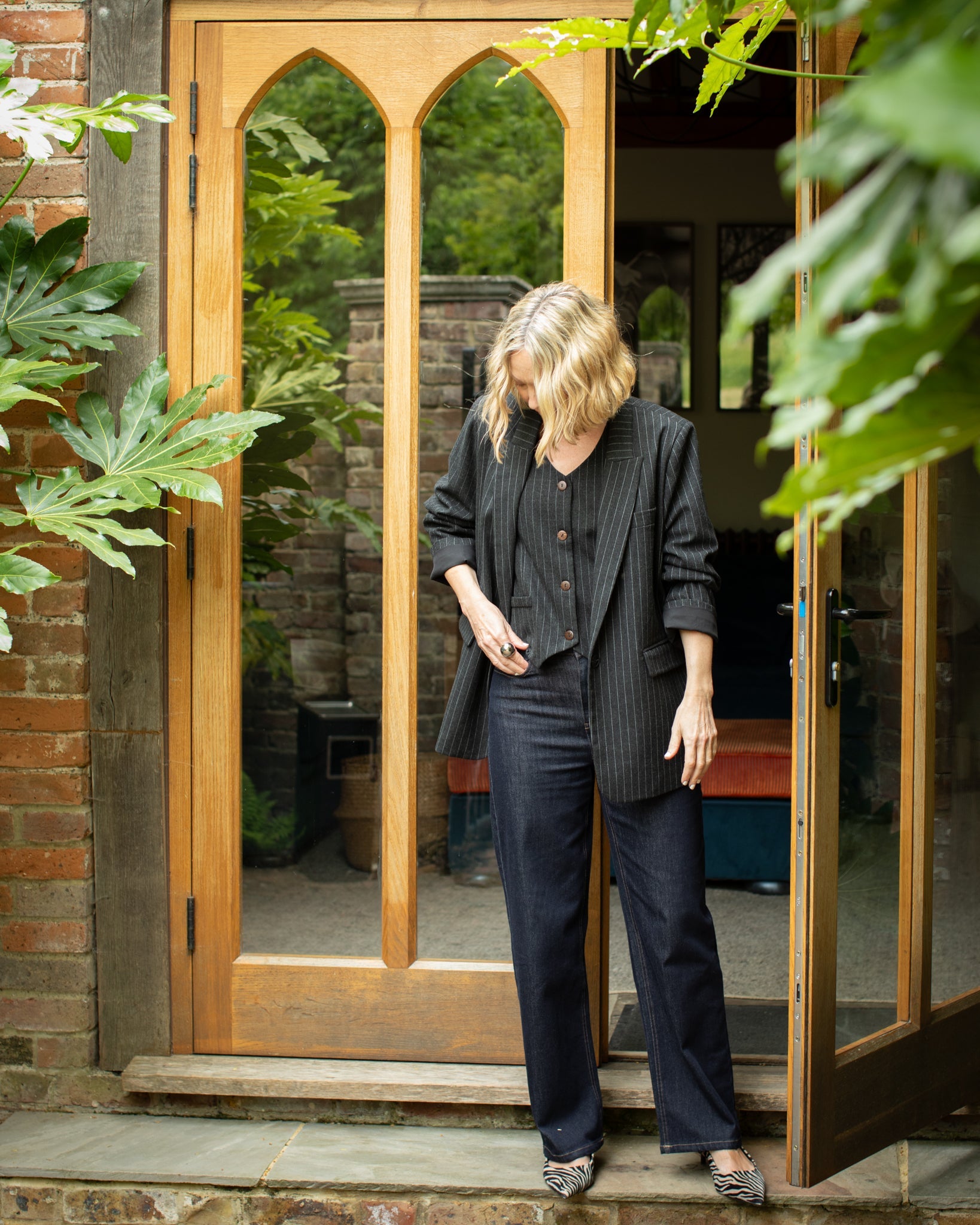 Chalk Wendy Waistcoat Dark Charcoal Pinstripe
