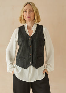 Chalk Wendy Waistcoat Dark Charcoal Pinstripe