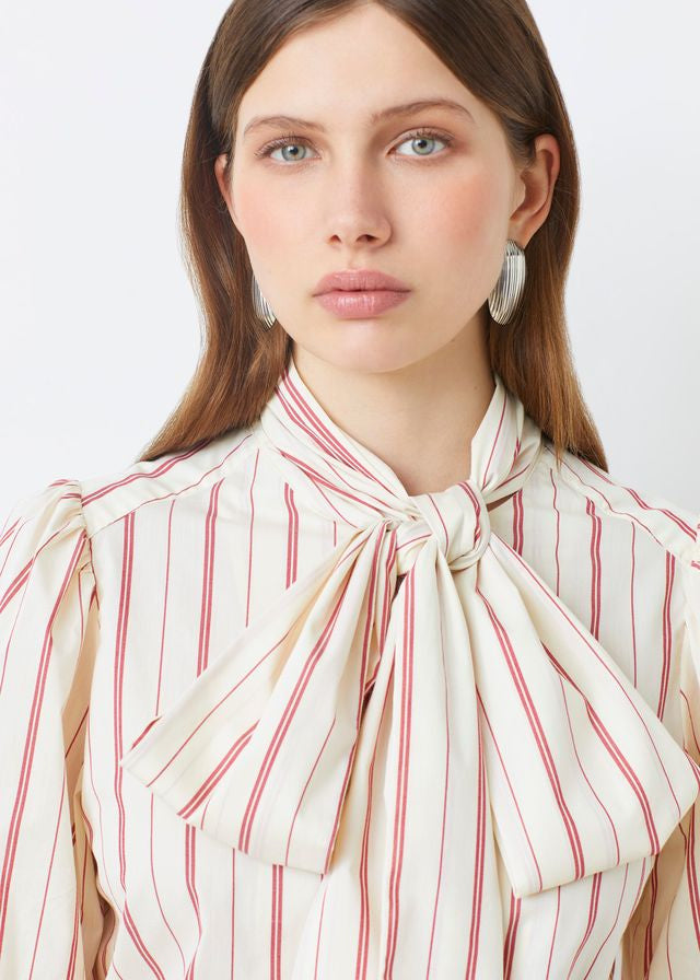 Suncoo Striped Blouse Lips Cherry and Cream