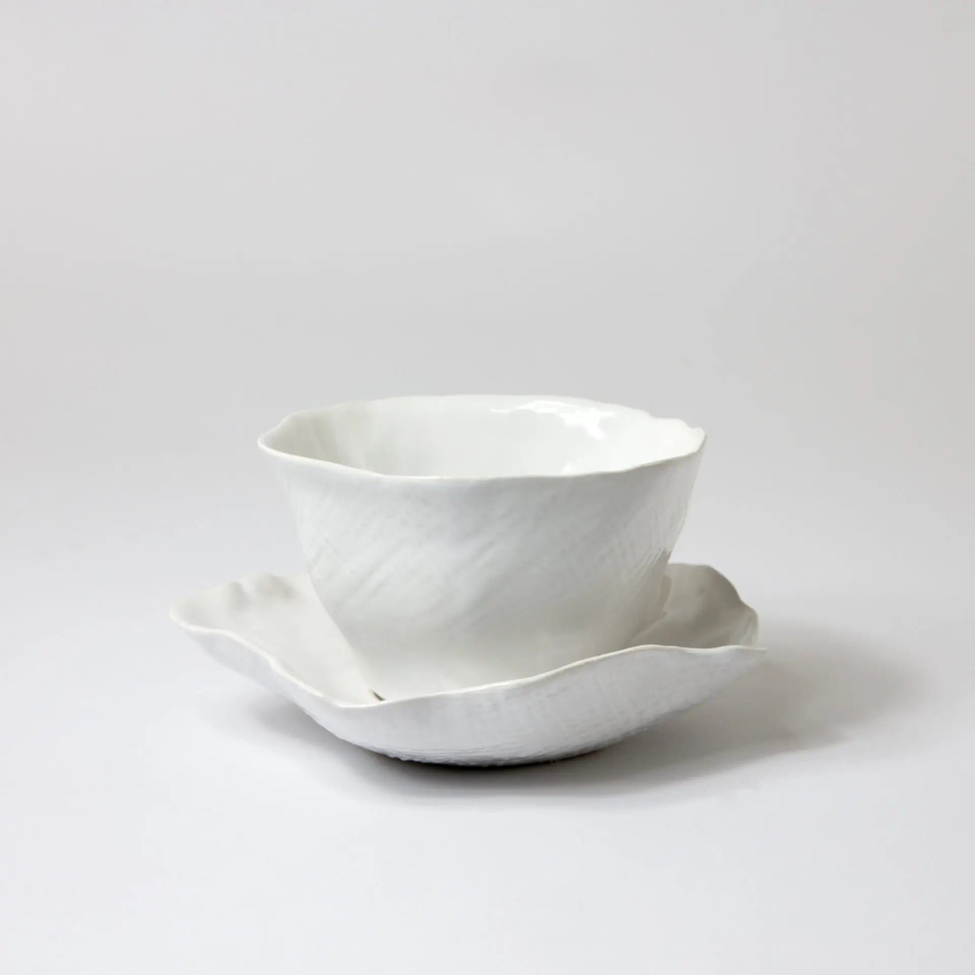 Cup and Saucer Claire White Ceramic