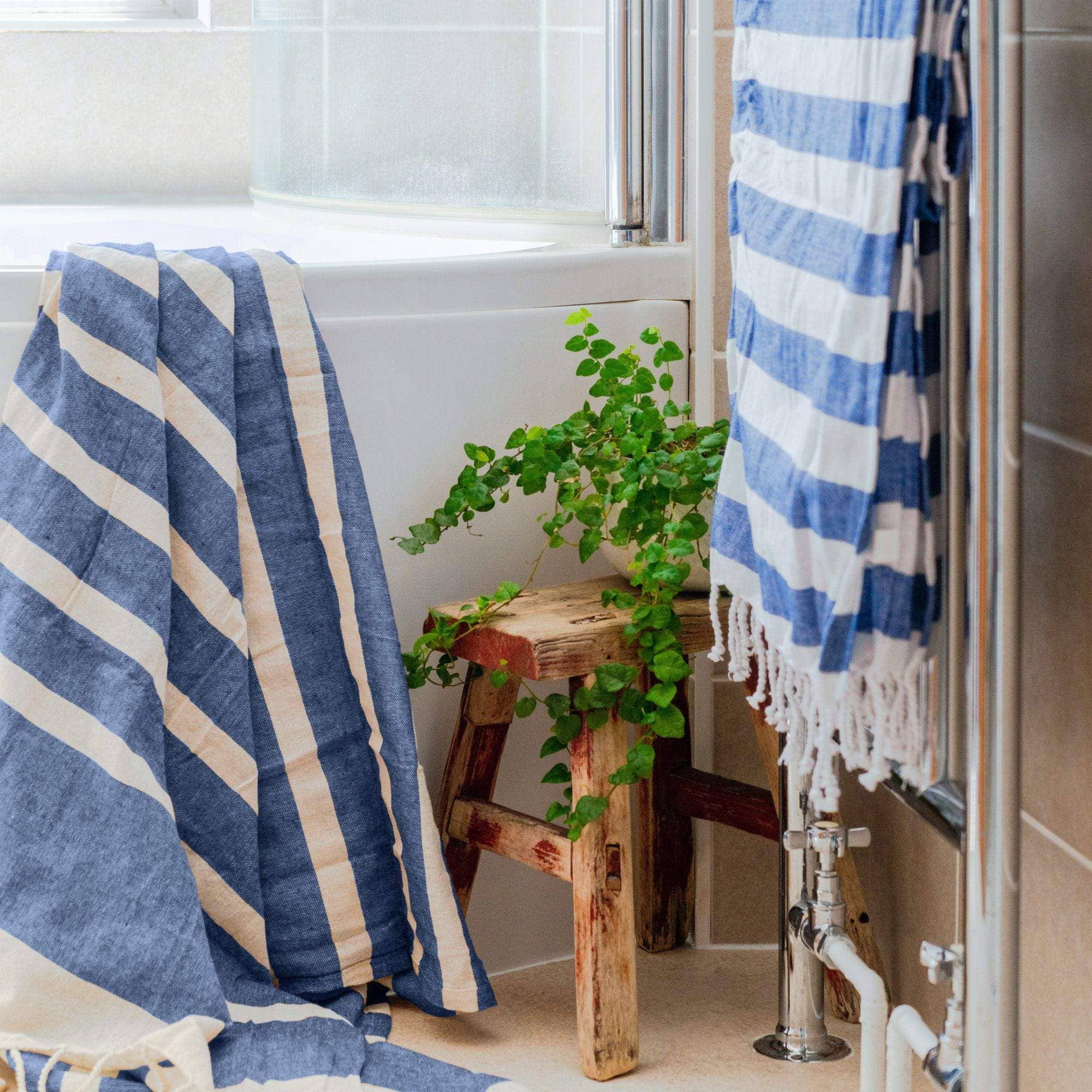 Turkish Cotton Beach Towel  Navy