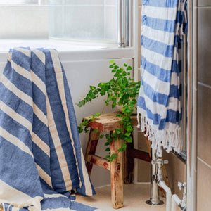 Turkish Cotton Beach Towel  Navy