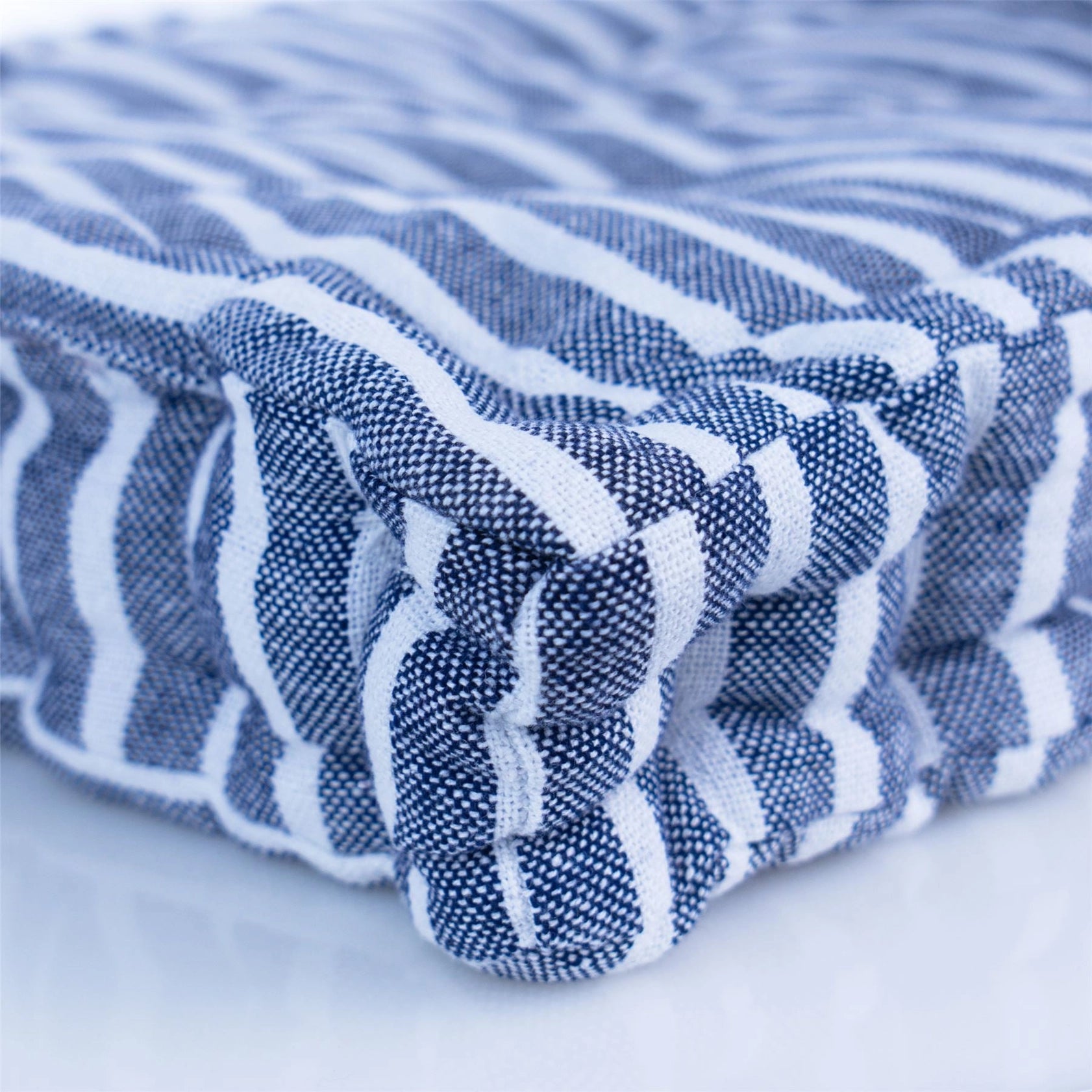SEAT PAD CUSHION FRENCH NAVY STRIPE COTTON