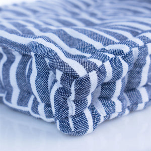 SEAT PAD CUSHION FRENCH NAVY STRIPE COTTON