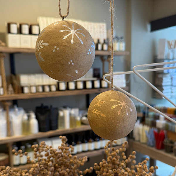 Kraft Paper Mache Baubles with Silver