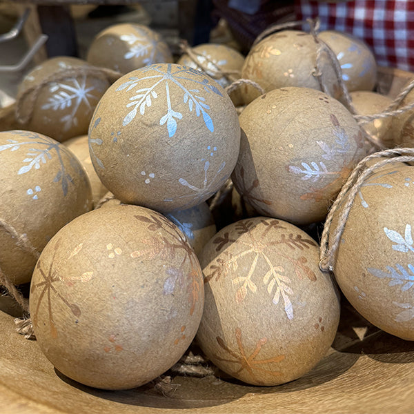 Kraft Paper Mache Baubles with Silver