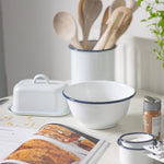 Load image into Gallery viewer, ENAMEL BOWL NAVY RIM LARGE
