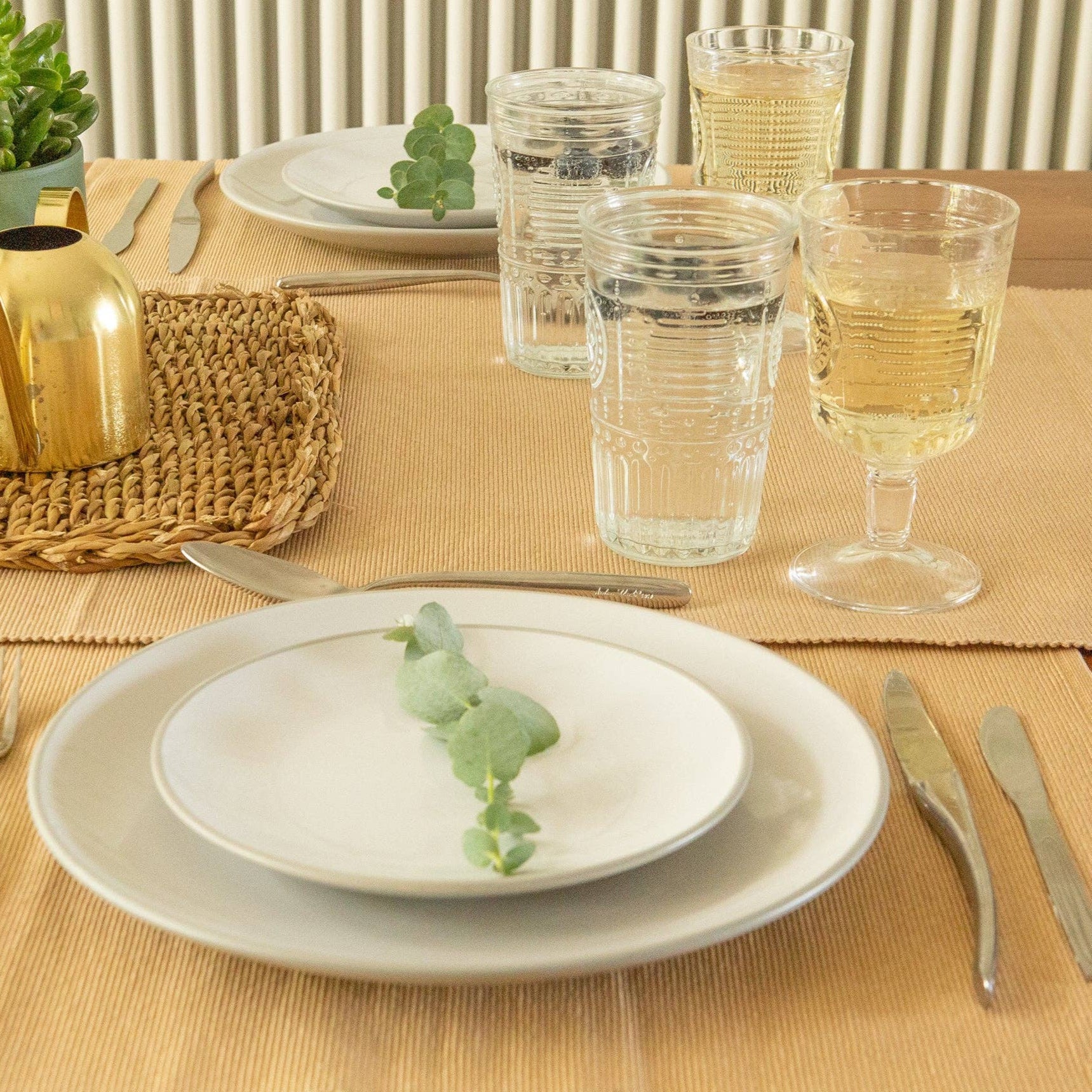 Ribbed Cotton Placemat Beige