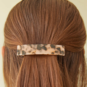 LONG RECTANGLE HAIR CLIP LIGHT TORTOISESHELL