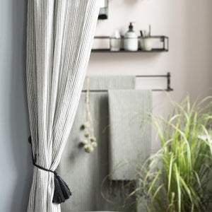 STRIPED BLACK AND NATURAL CURTAIN