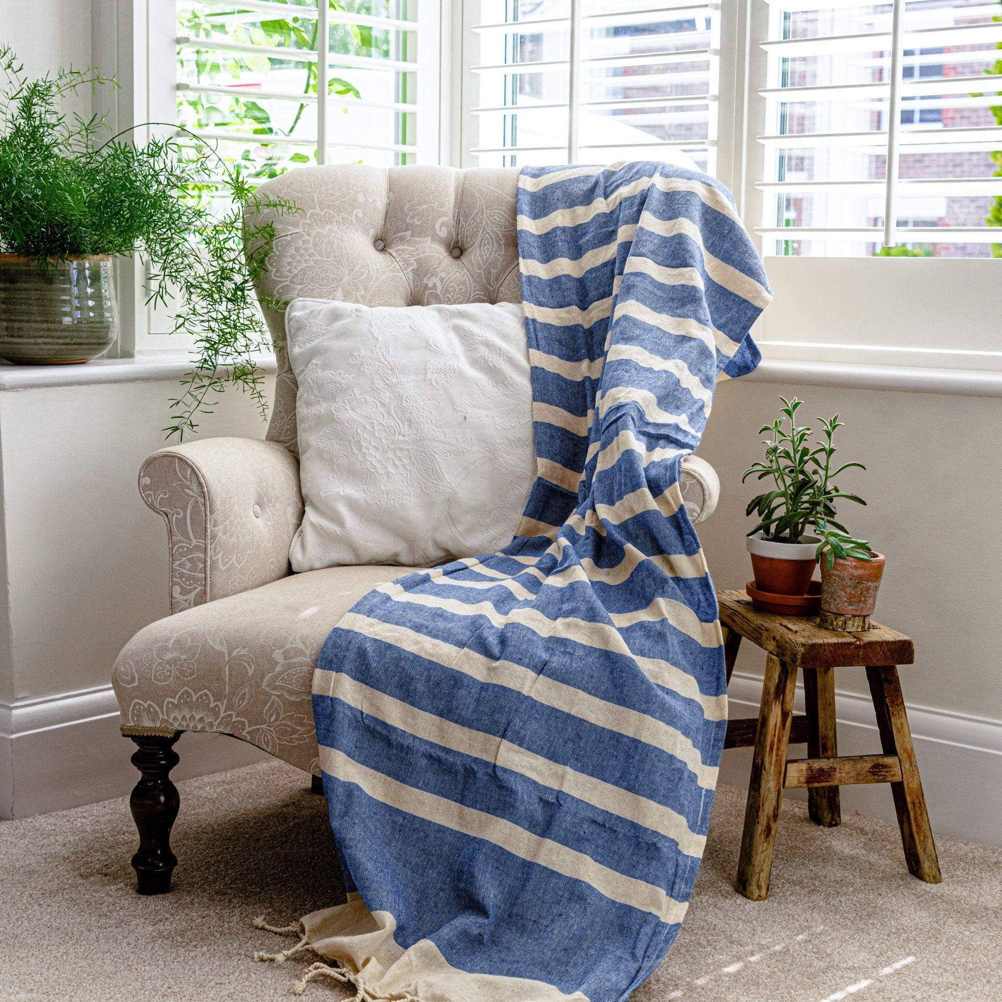 Turkish Cotton Beach Towel  Navy