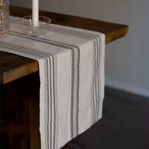 Karlevi Nature/Green Table Runner Recycled Cotton 240cmx35cm