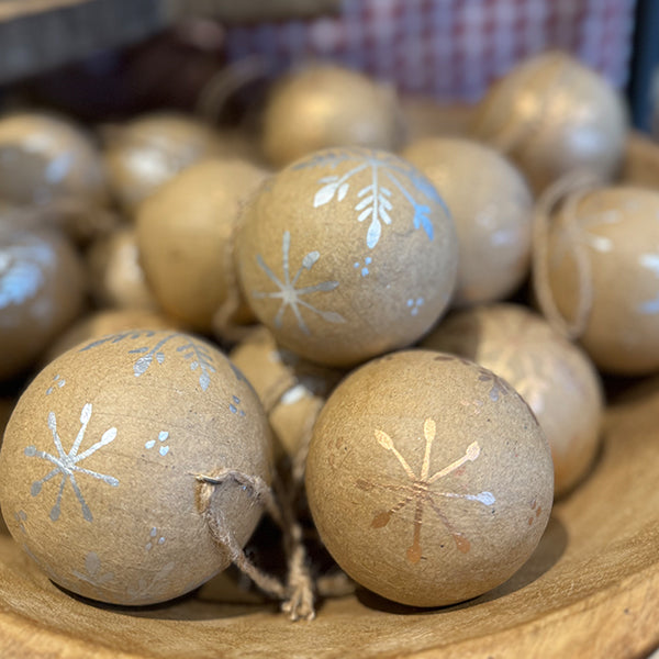 Kraft Paper Mache Baubles with Silver