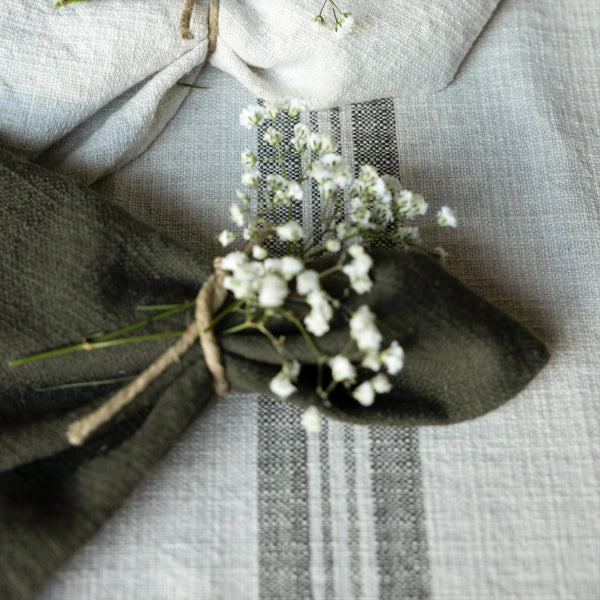 Karlevi Nature/Green Table Runner Recycled Cotton 240cmx35cm