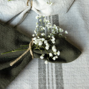 Karlevi Nature/Green Table Runner Recycled Cotton 240cmx35cm